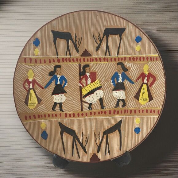 Unbranded Other - Decorative Plate Hungarian dancers Musician Deer abstract art vintage Decor 8”